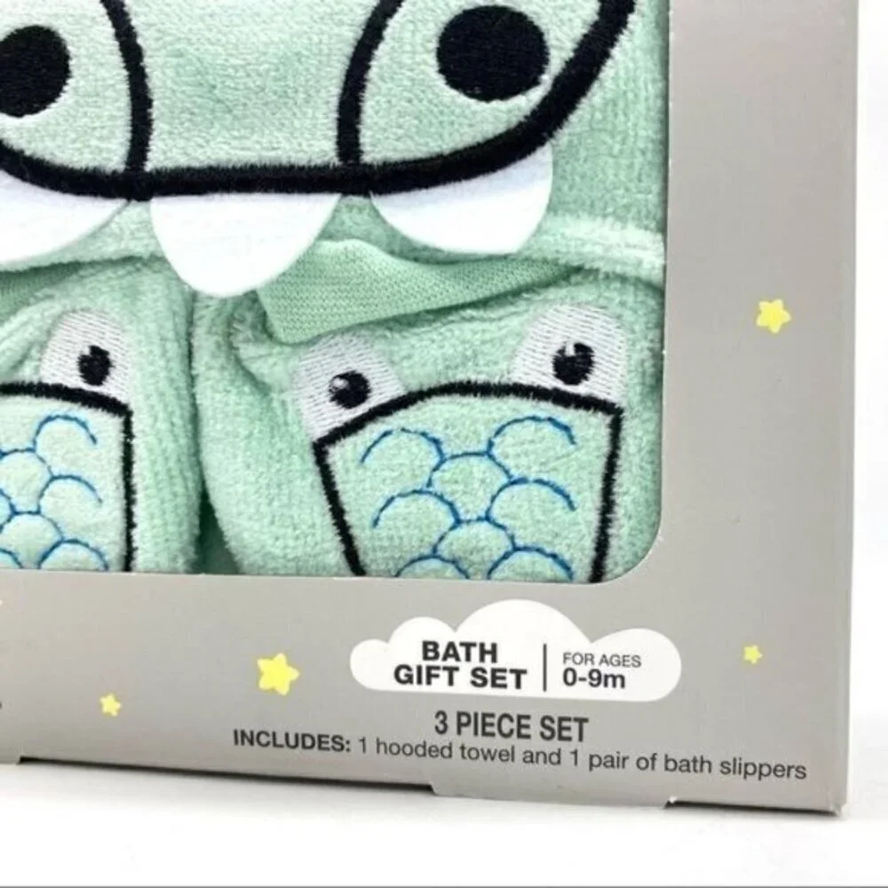 Alligator Crocodile Hooded Bath Towel Gift Set New